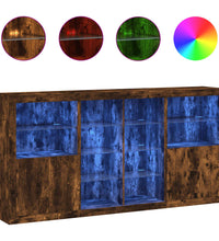 Sideboard mit LED-Leuchten Räuchereiche 202x37x100 cm