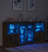 Sideboard mit LED-Leuchten Räuchereiche 202x37x100 cm