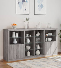 Sideboard mit LED-Leuchten Grau Sonoma 202x37x100 cm