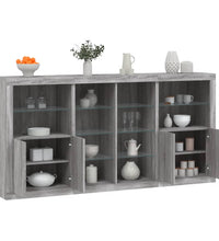 Sideboard mit LED-Leuchten Grau Sonoma 202x37x100 cm