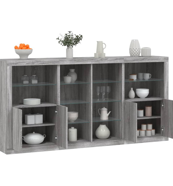 Sideboard mit LED-Leuchten Grau Sonoma 202x37x100 cm