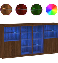 Sideboard mit LED-Leuchten Braun Eichen-Optik 202x37x100 cm