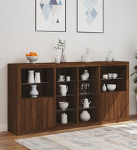 Sideboard mit LED-Leuchten Braun Eichen-Optik 202x37x100 cm