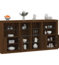 Sideboard mit LED-Leuchten Braun Eichen-Optik 202x37x100 cm