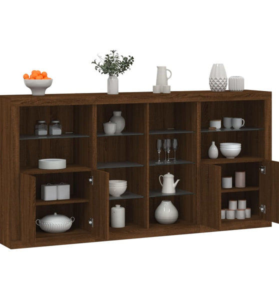 Sideboard mit LED-Leuchten Braun Eichen-Optik 202x37x100 cm