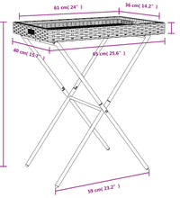 Tabletttisch Klappbar Grau 65x40x75 cm Poly Rattan