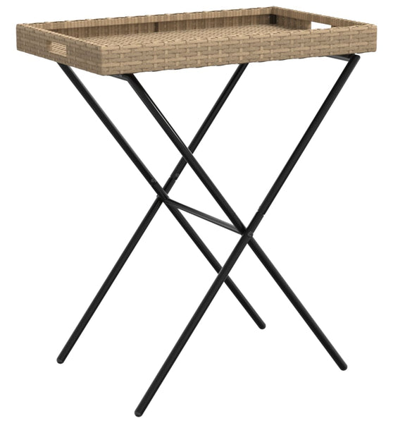 Tabletttisch Klappbar Beige 65x40x75 cm Poly Rattan