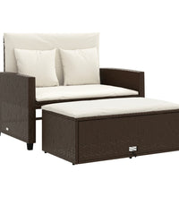 Gartensofa mit Kissen 2-Sitzer Braun Poly Rattan