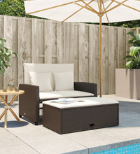 Gartensofa mit Kissen 2-Sitzer Braun Poly Rattan