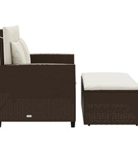 Gartensofa mit Kissen 2-Sitzer Braun Poly Rattan