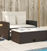 Gartensofa mit Kissen 2-Sitzer Braun Poly Rattan