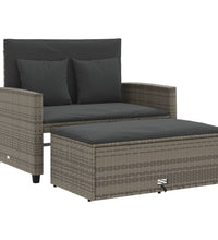 Gartensofa 2-Sitzer mit Kissen Grau Poly Rattan