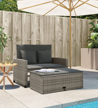 Gartensofa 2-Sitzer mit Kissen Grau Poly Rattan