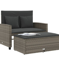 Gartensofa 2-Sitzer mit Kissen Grau Poly Rattan