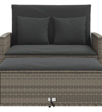 Gartensofa 2-Sitzer mit Kissen Grau Poly Rattan