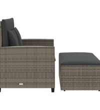 Gartensofa 2-Sitzer mit Kissen Grau Poly Rattan