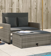 Gartensofa 2-Sitzer mit Kissen Grau Poly Rattan