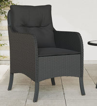 Gartenstühle mit Kissen 2 Stk. Schwarz Poly Rattan