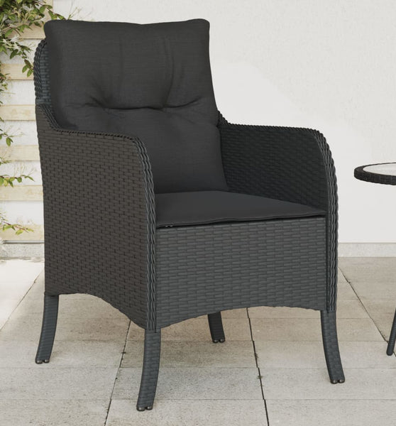 Gartenstühle mit Kissen 2 Stk. Schwarz Poly Rattan