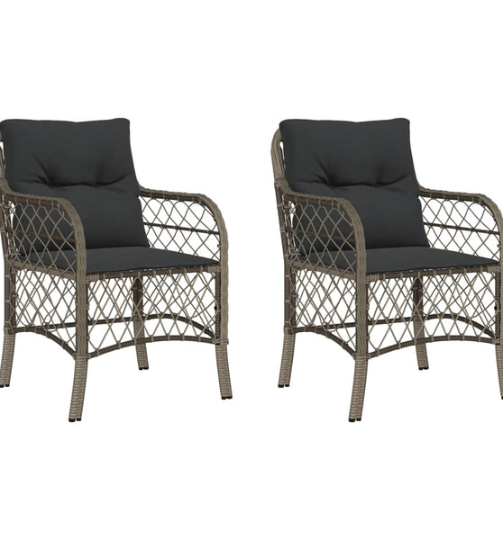 Gartenstühle mit Kissen 2 Stk. Grau Poly Rattan