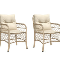 Gartenstühle mit Kissen 2 Stk. Beige Poly Rattan