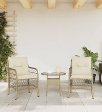 Gartenstühle mit Kissen 2 Stk. Beige Poly Rattan