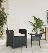 Gartensessel Verstellbar mit Kissen Schwarz Poly Rattan