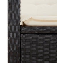 Gartensessel Verstellbar mit Kissen Schwarz Poly Rattan