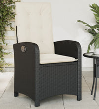 Gartensessel Verstellbar mit Kissen Schwarz Poly Rattan