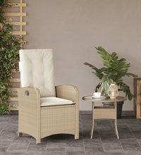 Gartensessel mit Kissen Verstellbar Beige Poly Rattan