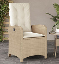 Gartensessel mit Kissen Verstellbar Beige Poly Rattan