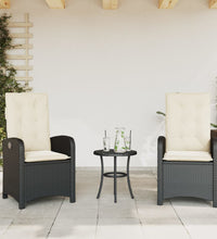 Gartensessel mit Kissen 2 Stk. Verstellbar Schwarz Poly Rattan