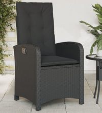 Gartensessel mit Kissen 2 Stk. Verstellbar Schwarz Poly Rattan