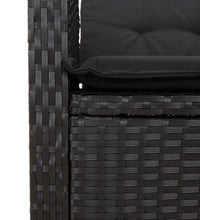 Gartensessel mit Kissen 2 Stk. Verstellbar Schwarz Poly Rattan