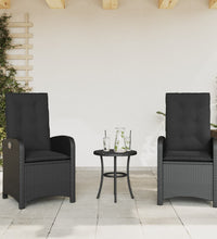 Gartensessel mit Kissen 2 Stk. Verstellbar Schwarz Poly Rattan