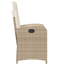 Gartensessel mit Kissen 2 Stk. Verstellbar Beige Poly Rattan