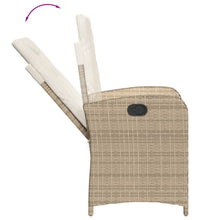 Gartensessel mit Kissen 2 Stk. Verstellbar Beige Poly Rattan