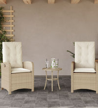 Gartensessel mit Kissen 2 Stk. Verstellbar Beige Poly Rattan