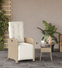 Gartensessel mit Fußteil Verstellbar Beige Poly Rattan