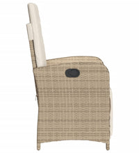 Gartensessel mit Fußteil Verstellbar Beige Poly Rattan