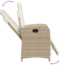 Gartensessel mit Fußteil Verstellbar Beige Poly Rattan