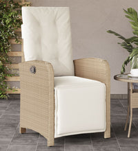 Gartensessel mit Fußteil Verstellbar Beige Poly Rattan