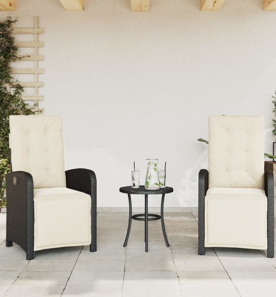 Gartensessel mit Fußteil 2 Stk. Verstellbar Schwarz Poly Rattan