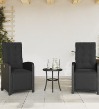 Gartensessel mit Fußteil 2 Stk. Verstellbar Schwarz Poly Rattan