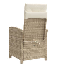 Gartensessel mit Fußteil 2 Stk. Verstellbar Beige Poly Rattan