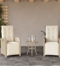 Gartensessel mit Fußteil 2 Stk. Verstellbar Beige Poly Rattan