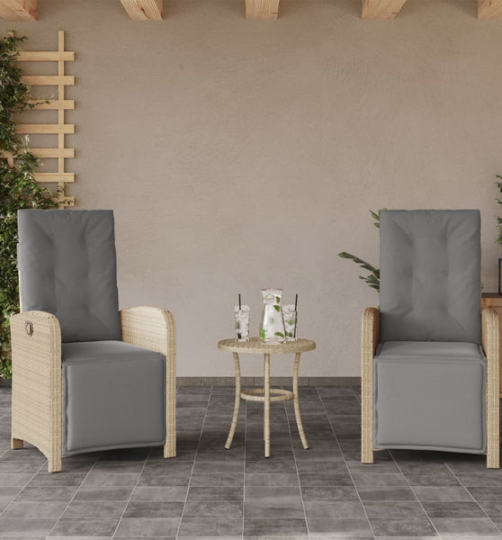 Gartensessel mit Fußteil 2 Stk. Verstellbar Poly Rattan