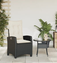 Gartensessel Verstellbar mit Kissen Schwarz Poly Rattan