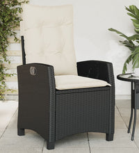 Gartensessel Verstellbar mit Kissen Schwarz Poly Rattan