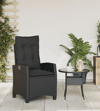 Gartensessel Verstellbar mit Kissen Schwarz Poly Rattan